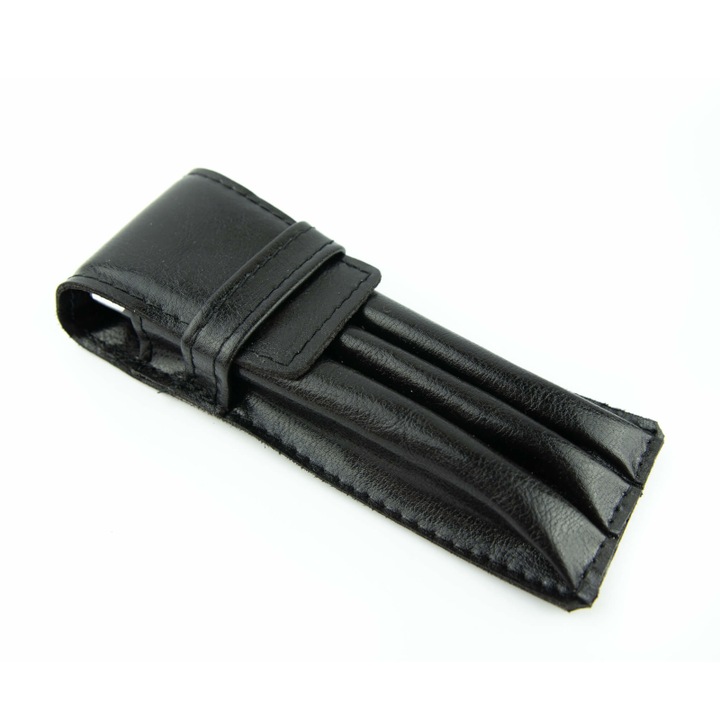 Etui pixuri, Franczesko, Piele naturala, Negru