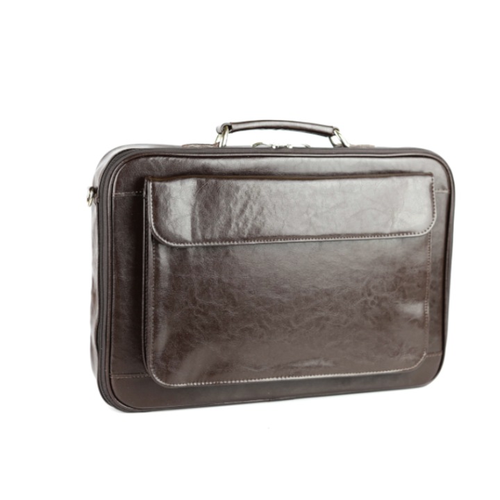 Куфарче за лаптоп, френско, естествена кожа, тъмно кафяво