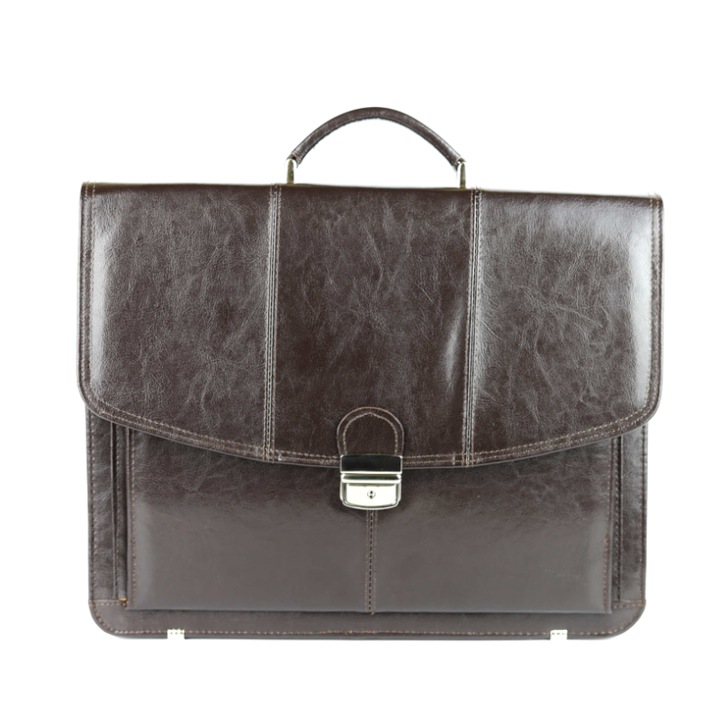 2 rekeszes férfi táska, franczesko, természetes bőr, barna/arany