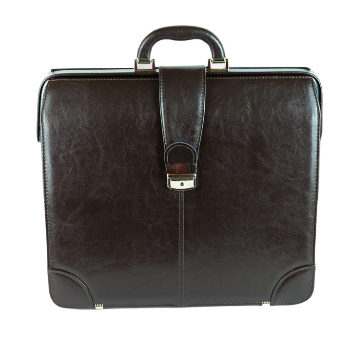 Бизнес куфарче, френско, естествена кожа, тъмно кафяво