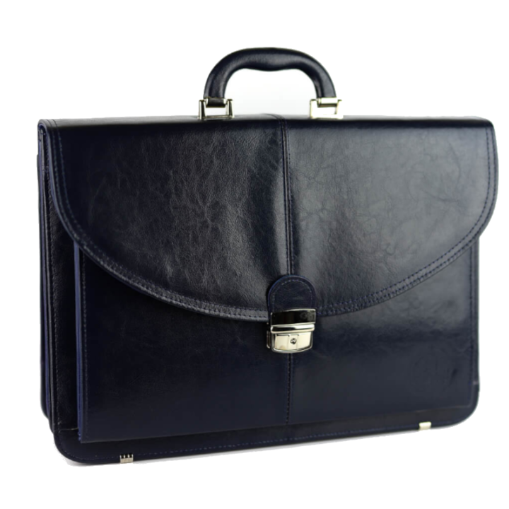 Куфарче, Franczesko, Естествена кожа, 43 x 30 x 13 см, Тъмносиньо / Черно