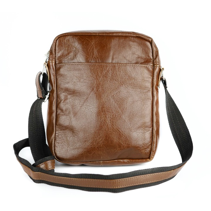 Férfi oldaltáska, franczesko, természetes bőr, barna/fekete