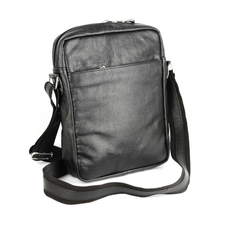 Nagy férfi táska, franczesko, természetes bőr, fekete