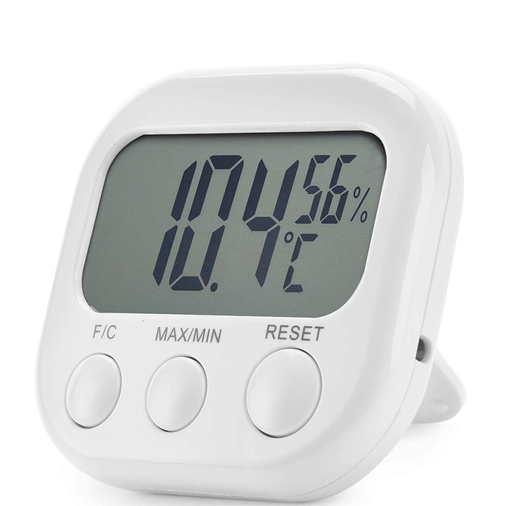Termometru de interior Higrometru, Precizie ridicata, Indicator digital de temperatura si umiditate, alb
