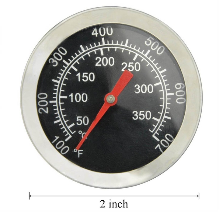 Hőmérő grillhez és pizzakemencéhez, rozsdamentes acél, 52mm