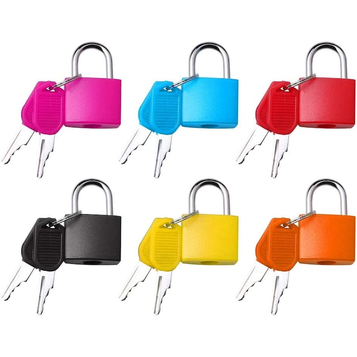 Set 6 lacate cu chei pentru bagaje, Metal, Multicolor