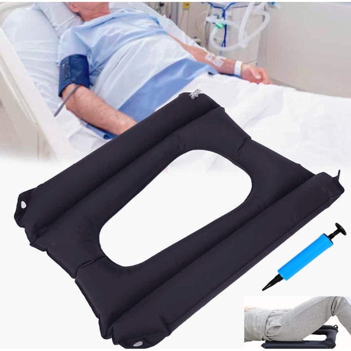 Perna gonflabila pentru persoanele imobilizate la pat, PVC, 43x46 cm, Negru