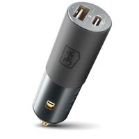 Incarcator Auto 3MK, HyperCharger, Quick Charge, 100W, 1 X USB - 1 X USB Type-C, Argintiu