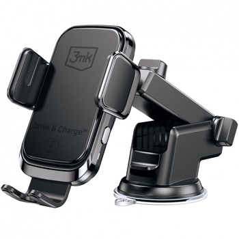 Incarcator Auto Wireless 3MK, Drive&Charge, Quick Charge, 15W, Negru