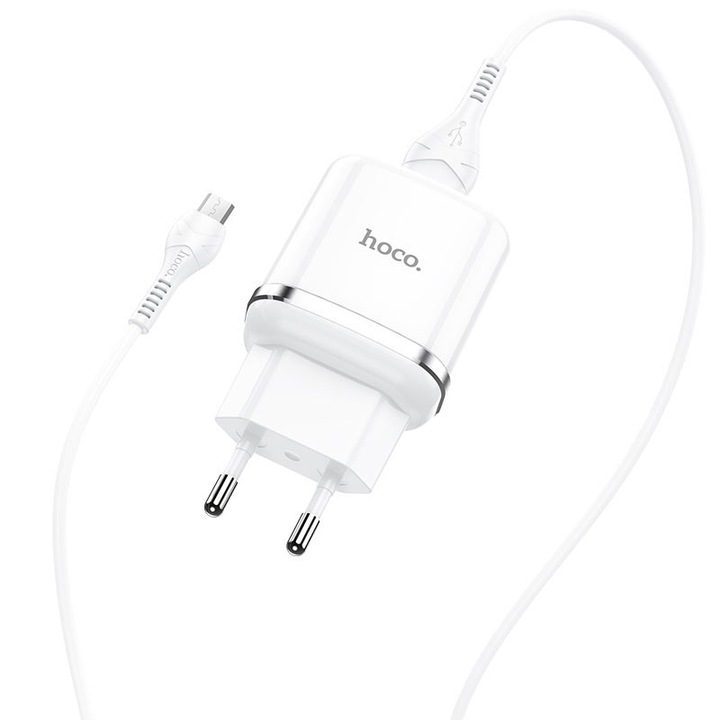 Incarcator Retea HOCO, N3, Quick Charge, 18W, 1 X USB, cablu MicroUSB, Alb