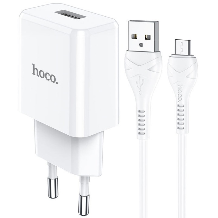 Incarcator Retea HOCO, N9 Especial, 10.5W, 1 X USB, cablu MicroUSB, Alb