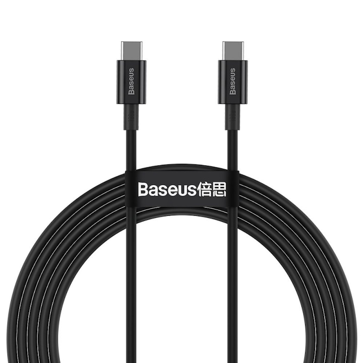 Cablu Date si Incarcare Baseus, Superior Series CATYS-C01, USB Type-C la USB Type-C, 2m, 100W, Negru
