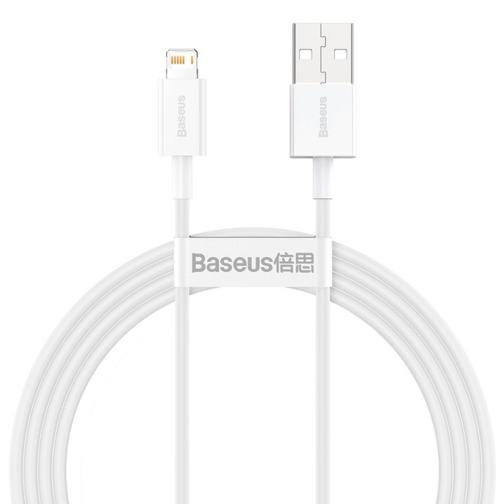 Кабел за данни и зареждане Baseus, Superior Series CALYS-B02, USB към Lightning, 1.5 м, 2.4A, Бял
