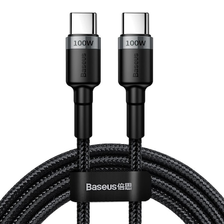 Cablu Date si Incarcare Baseus, Cafule CATKLF-ALG1, USB Type-C la USB Type-C, 100W, 2m, Gri