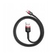 Cablu USB la Type-C, Fast Charging, 3A, 1m, R81, Aluminiu, Nailon, TPE, Baseus Cafule CATKLF E91, Negru/Rosu