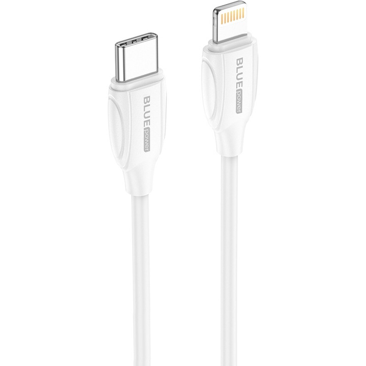 Cablu Date si Incarcare BLUE Power, B2BX19, USB Type-C la Lightning, 2m, 3A, Alb