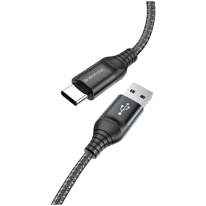 Cablu Date si Incarcare Borofone, BX56 Delightful, USB la USB Type-C, 1m, 2.4A, Negru