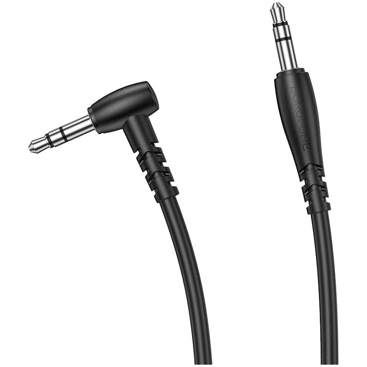 Cablu Audio Borofone, BL10, 3.5 mm la 3.5 mm, 1m, AUX, Forma L, Negru