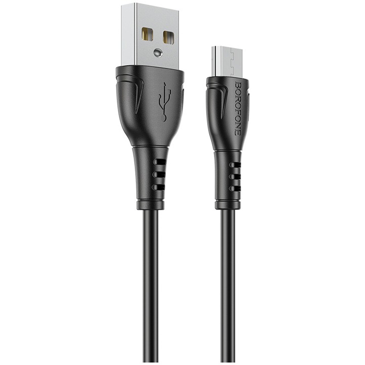 Cablu Date si Incarcare Borofone, BX51 Triumph, USB la MicroUSB, 1m, 2.4A, Negru