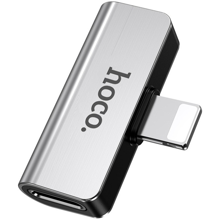 HOCO Audio Adapter, LS24, típus: Lightning to Lightning / Lightning, ezüst