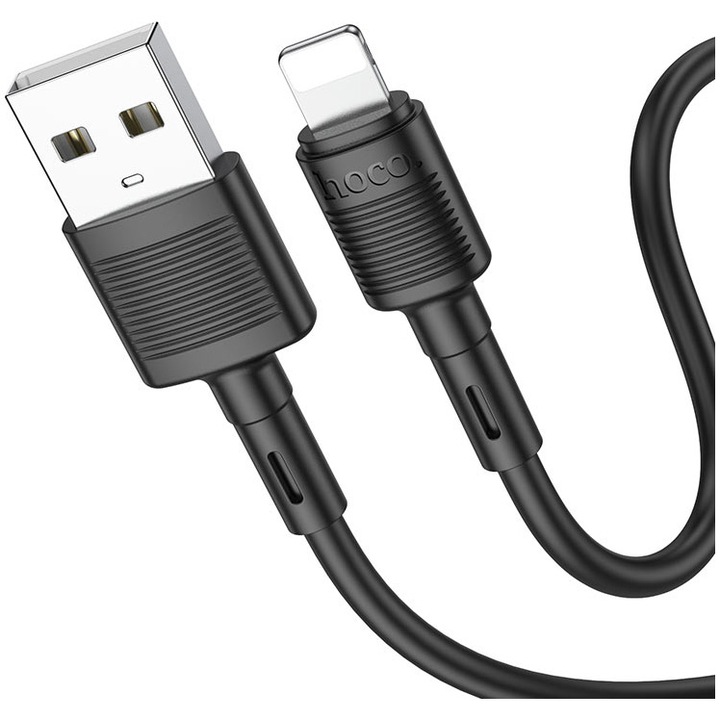 Cablu Date si Incarcare HOCO, X83 Victory, USB la tip Lightning, 1m, 2.4A, Negru