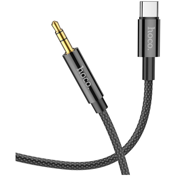 HOCO audiokábel, UPA19, USB Type-C 3,5 mm-ig, 1 m, fekete