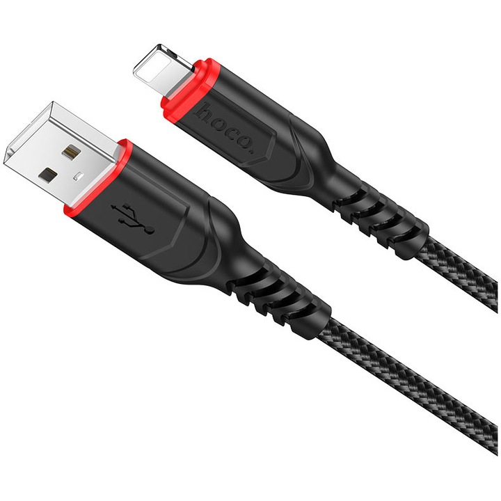 HOCO adat- és töltőkábel, X59 Victory, USB-Lightning, 1 m, 2,4 A, fekete