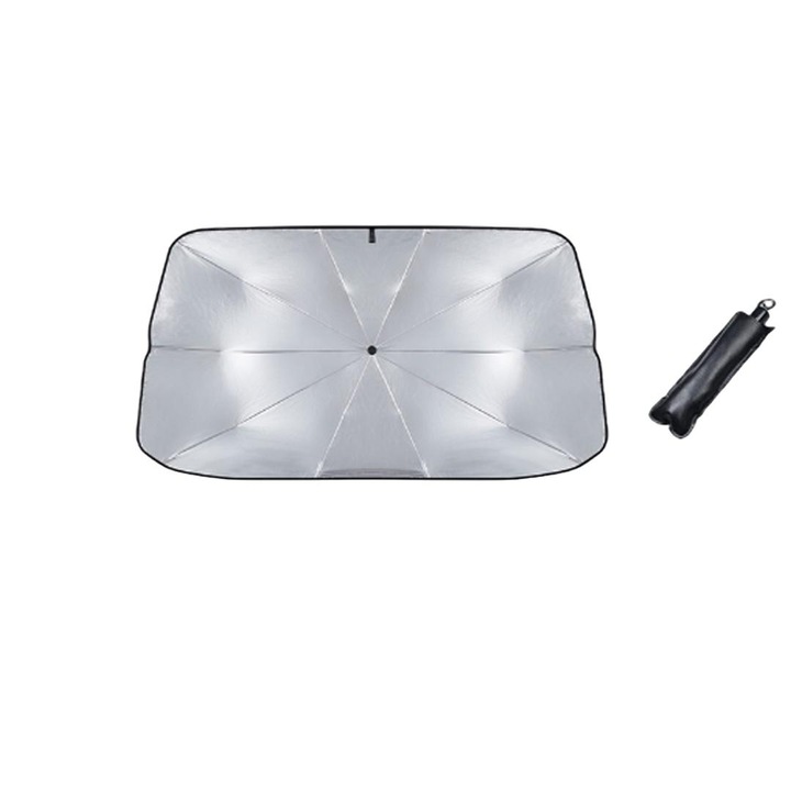 OEM Szélvédő napellenző, autóba, 120 x 65 cm, fekete/ezüst