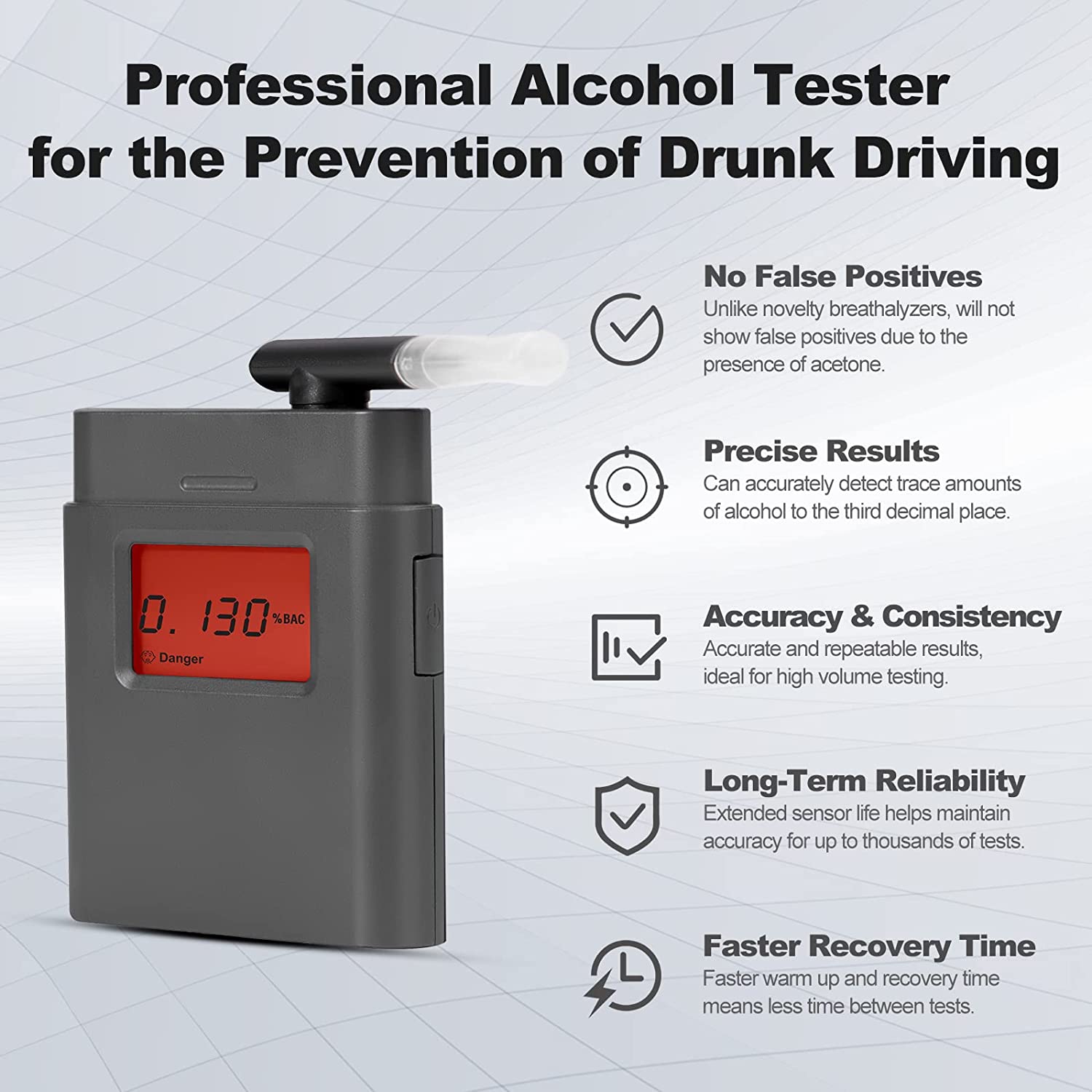 RDINSCOS Etilometro Portatile Professionale Ricaricabile – Alcol