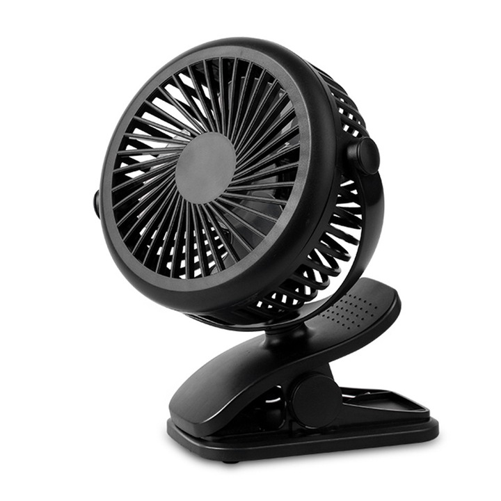 Mini ventilator portabil de birou, 3 viteze, 3.7 V, Negru