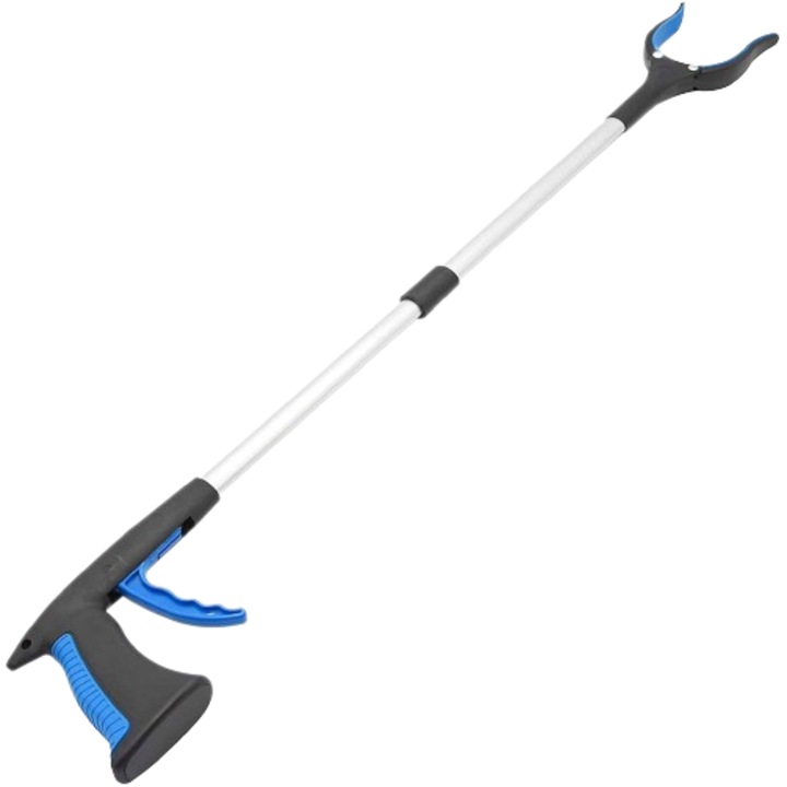 Cleste de colectare deseuri, Plastic, 81 cm, Albastru/Negru