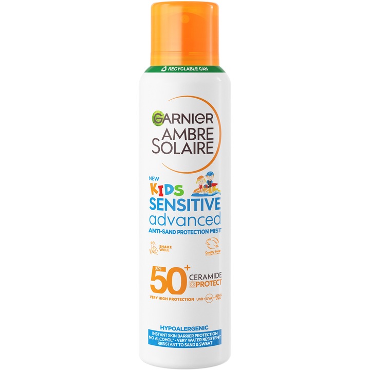 Testpermet gyerekeknek Garnier Ambre SolaireSensitive Advanced SPF 50+, 150 ml