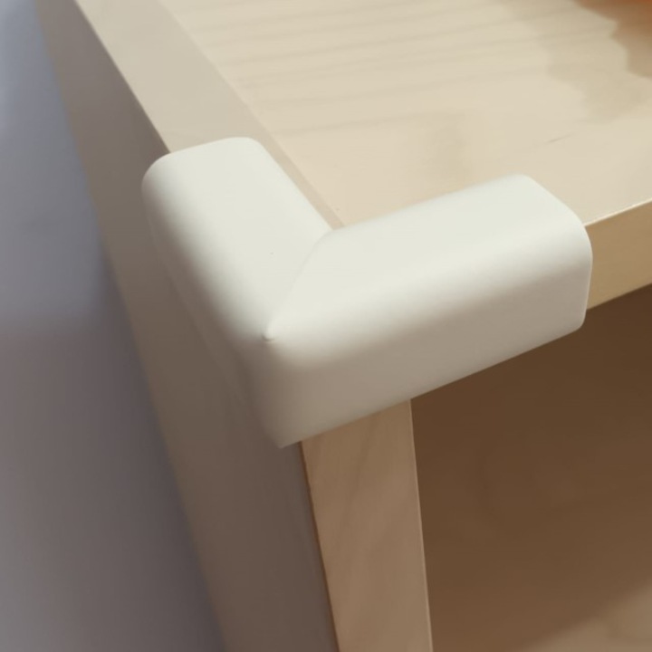 Set 6 bucati subtiri protectii colturi mobilier, Empria, 2.3x0.7x5 cm, Crem