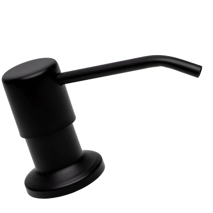 Dozator Incorporat de Sapun/Detergent Lichid ZEQAS, Montare pe Blat sau Chiuveta, Cap din Otel Inoxidabil, Rezervor Generos din Plastic, Design Elegant, Ideal pentru Bucatarie, Practic si Durabil, Usor de Reumplut, Culoare Negru