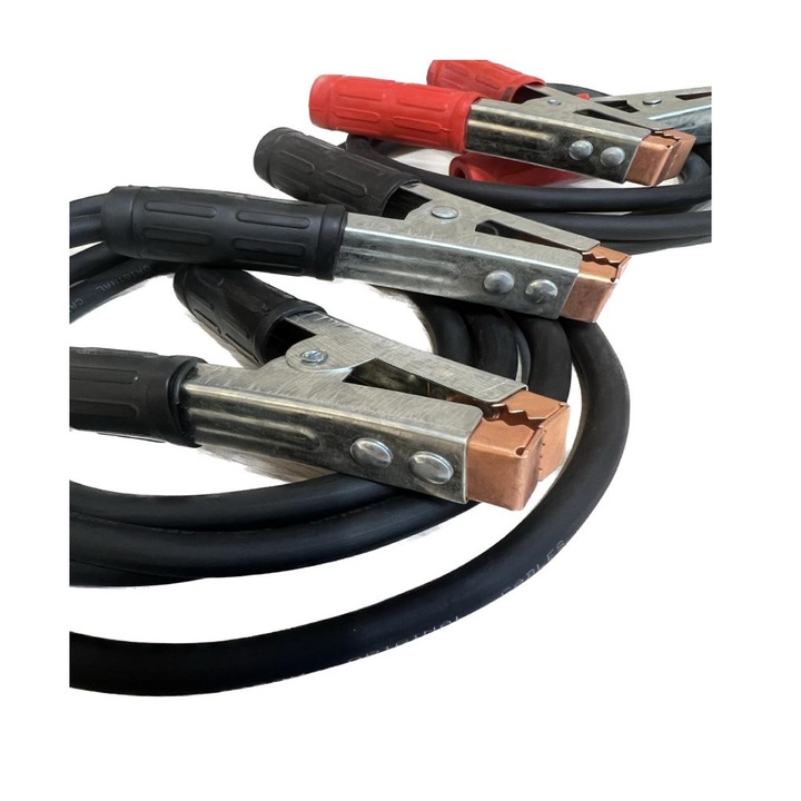 Cabluri de pornire, 2 * 2,5 m, 12V/24V, 4 clesti cu manere izolate 600A, transfer curent auto/utilaje