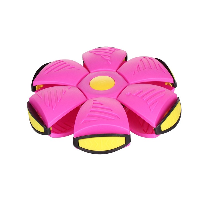 Minge zburatoare transformabila in disc Frisbee, Merco Magic Frisbee, roz