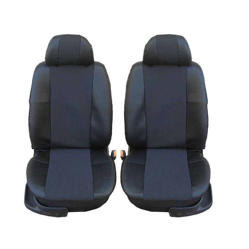 Set huse scaune auto fata universale Flexzon, piele eco/tesaturi negru, 1+1