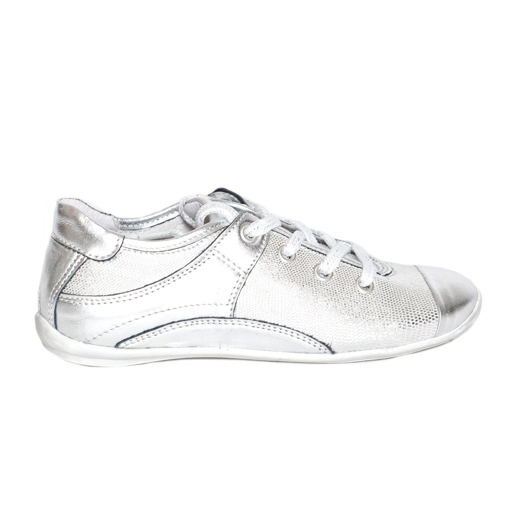 Tenisi fete din piele, Marika, PJ Shoes, Argintiu