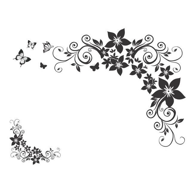 Colturi Florale 03Negru - Sticker Decorativ 150x115cm