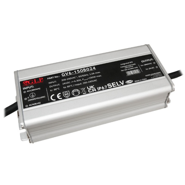 Захранване LED GLP 24V 150W 6.3A IP67