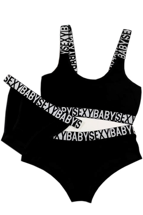 Комплект 3 бр. бельо, сутиен, боксерки и класически бикини 95000-8 80015, Черен