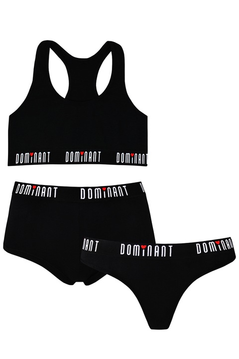 Комплект 3 бр. бельо, сутиен, боксерки и прашки 95000, 80030, Черен