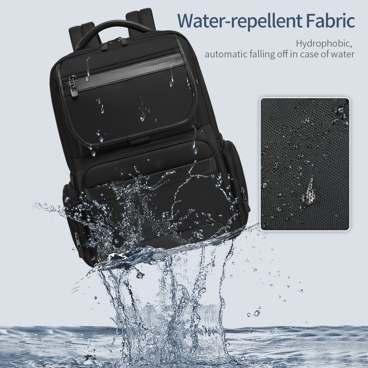 Rucsac laptop 17", smart business pentru calatorii, Tigernu, 32x20x47 cm, Negru