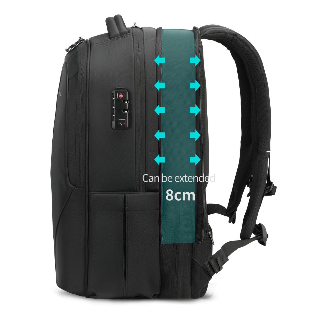 Rucsac laptop 17", smart casual pentru calatorii, expandabil, cu cifru TSA antifurt si port USB, Tigernu, 35x15x48 cm, Negru
