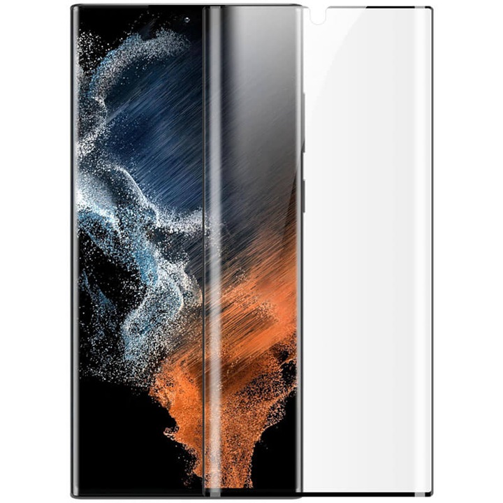 Стъклен Протектор за Samsung Galaxy S22 Ultra, Удароустойчив, Черен