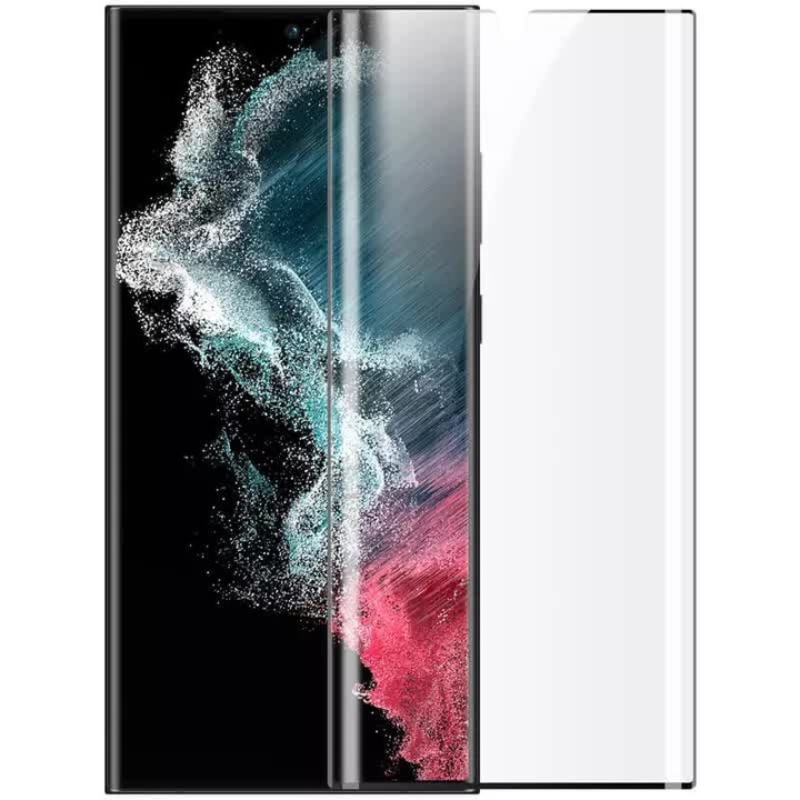 Стъклен Протектор за Samsung Galaxy S23 Ultra, Удароустойчив, Черен