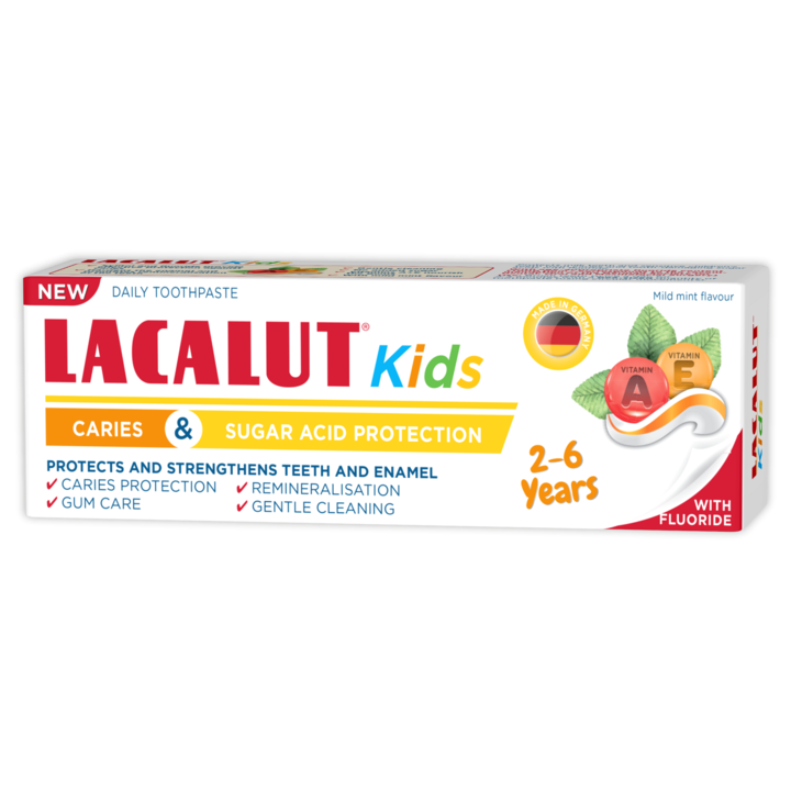 Lacalut Kids 2-6 éves korig fogkrém, fogszuvasodás és cukor elleni védelem, 55 ml