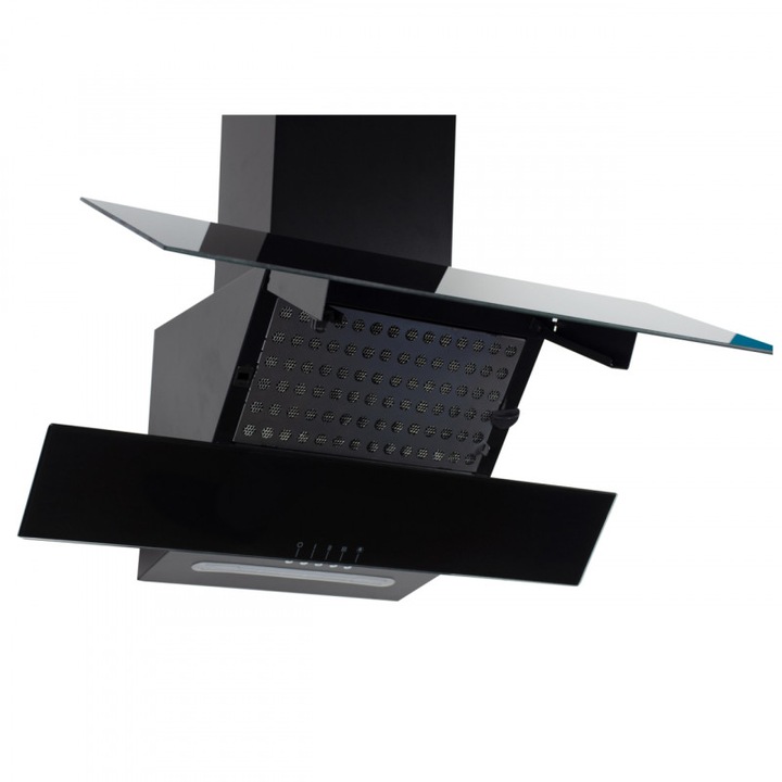 Hota decorativa Hausberg HB-1805NG, 60 cm, 450m3/h, lampa LED, filtru aluminiu, negru