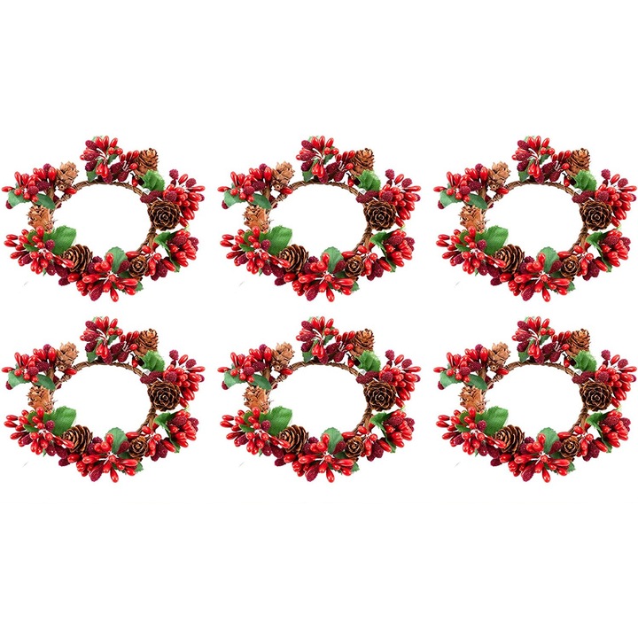 6 db-os karácsonyi gyertyák díszkészlete, műanyag, többszínű
