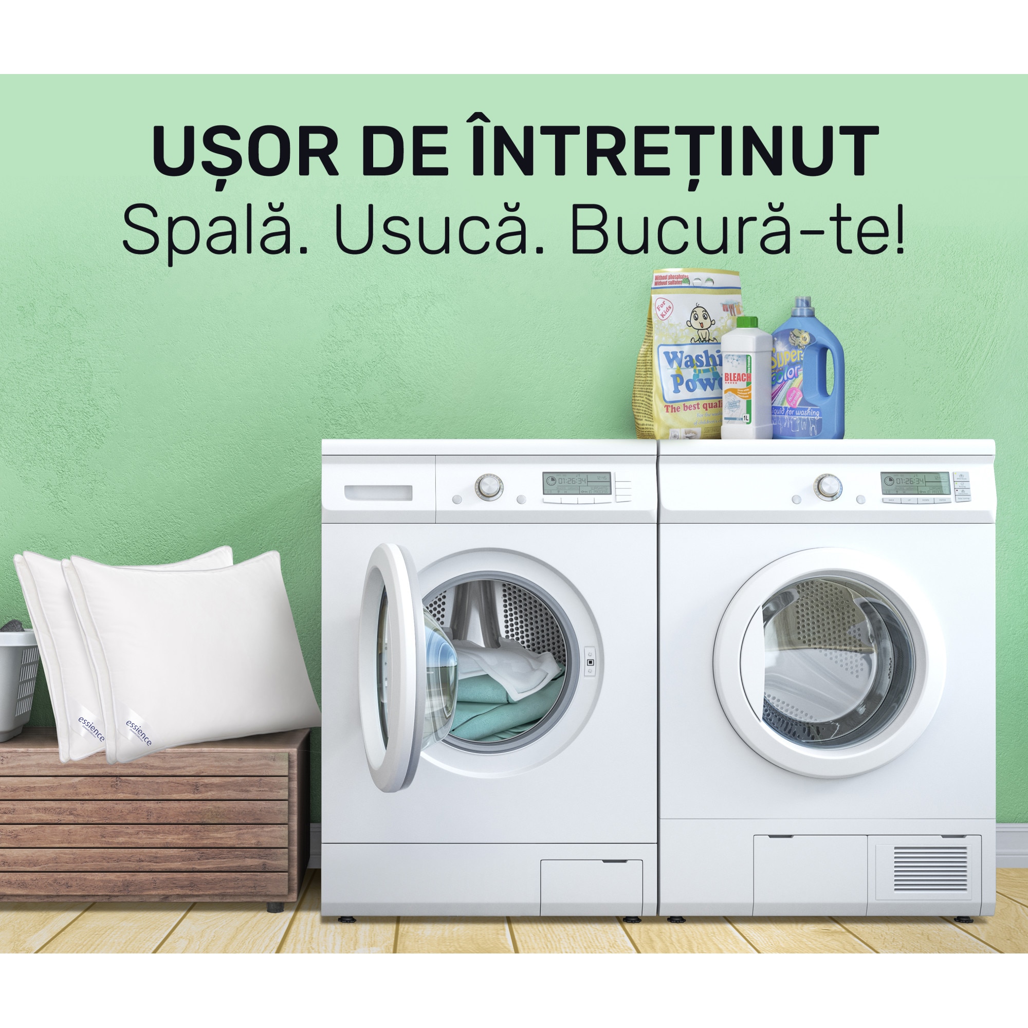 Set 2 perne 50x70 cm, Essience Premium Collection, husa 100% Bumbac ...